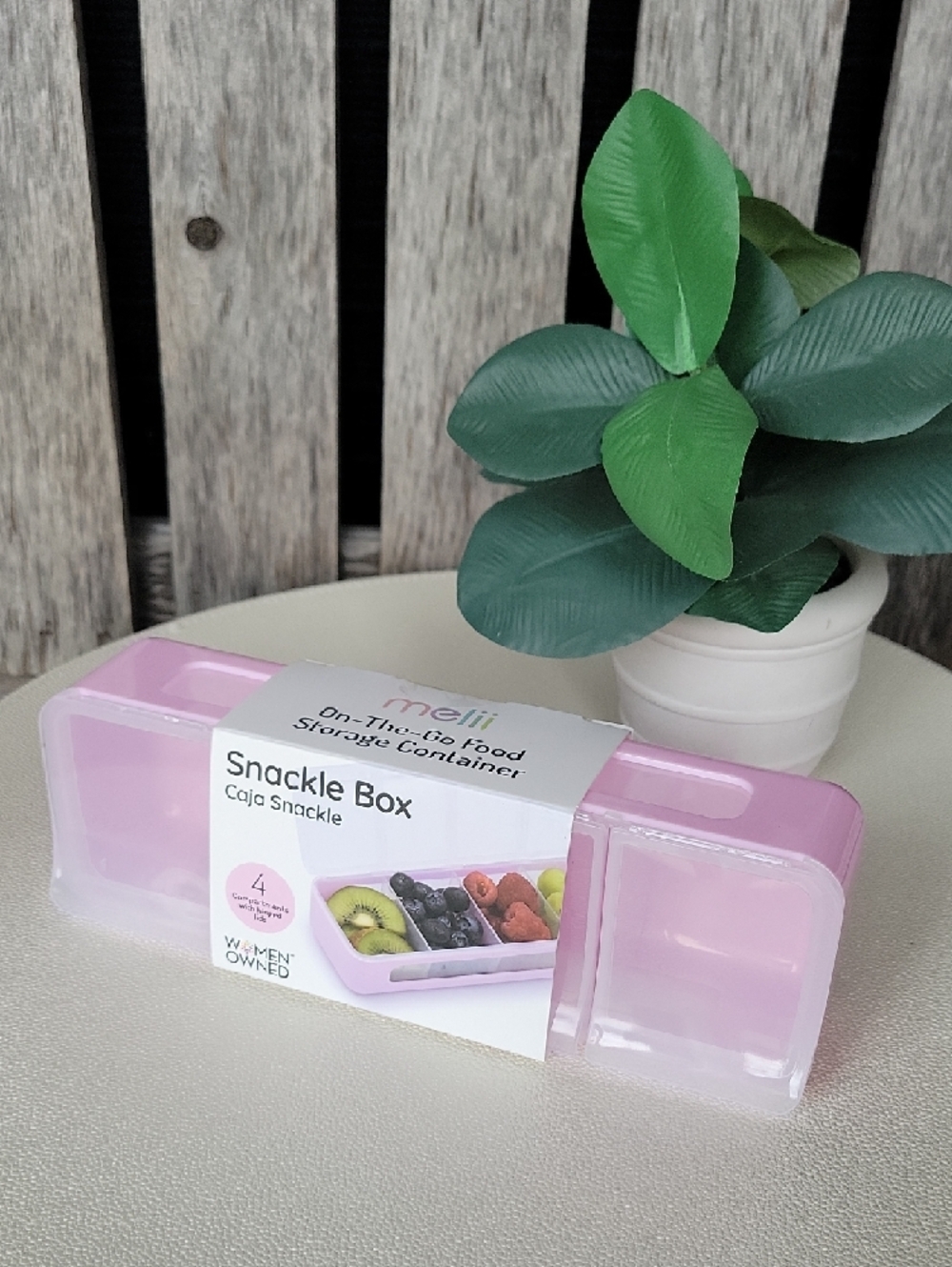 Melii Snackle Box Pink 4-Compartment On-The-Go Food Container - Picture 2 of 5